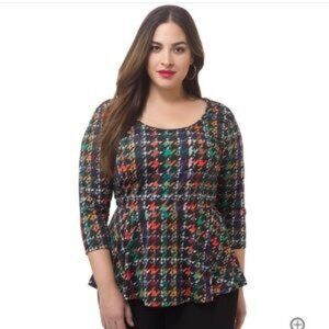 ✨ Jete Houndstooth Peplum Top – Classic & Chic, Size 2XL✨